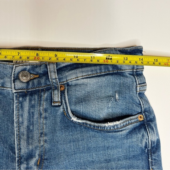 Zara Womens The Slim Boyfriend Distressed Jeans Womens 4 In Valley Blue Mid Rise - Picture 10 of 11